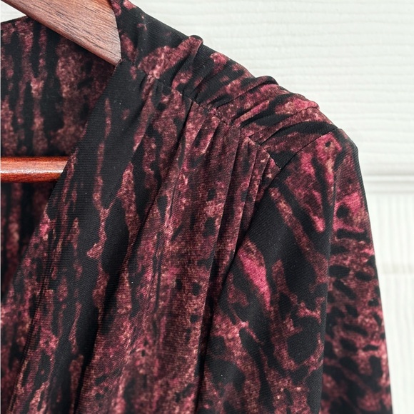 NWOT LAUREN RALPH LAUREN V NECK WRAP STYLE LONG SLEEVE BLACK/WINE DRESS SZ. 8 - Picture 6 of 13